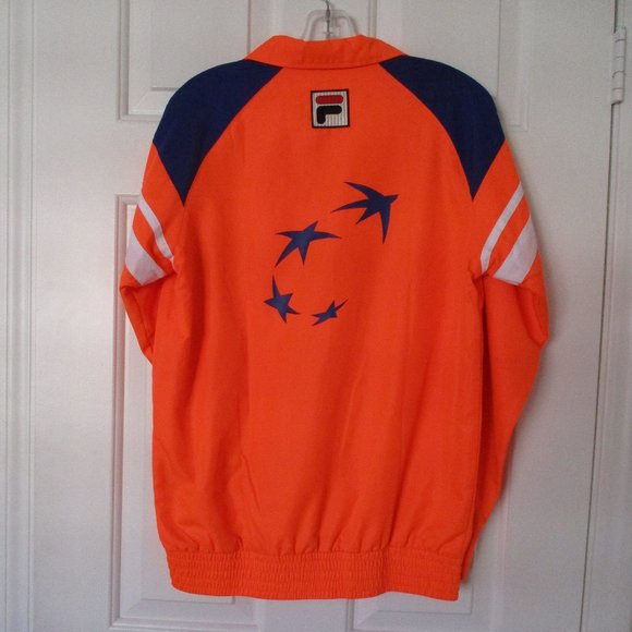 FILA Mens L/S BNP Paribas Open Full Zip Dayglow Orange Tennis Windbreaker - L - Picture 3 of 3